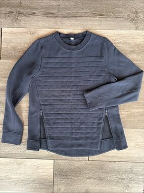 lululemon athletica Be True Crew Quilted Sweatshirt w/ Zippers, Navy - size 6